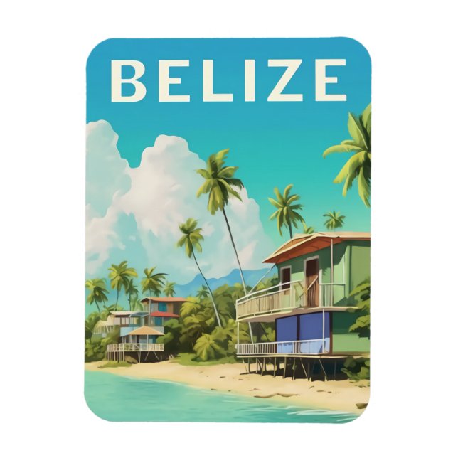 Belize Beach House Travel Souvenir Magnet (Vertical)