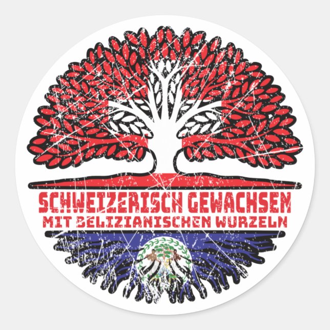 Belize Belizanisch Schweizer Schweiz Baum Wurzel Classic Round Sticker (Front)