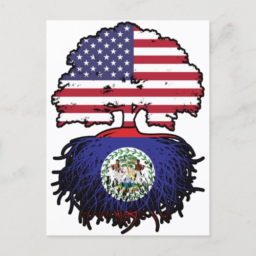 Belize Belizean American USA Tree Roots Flag Postcard