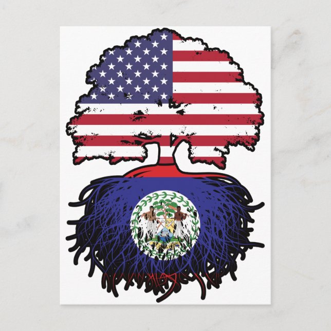 Belize Belizean American USA Tree Roots Flag Postcard (Front)