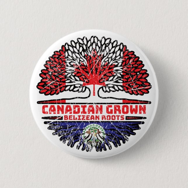 Belize Belizean Canadian Canada Tree Roots Flag Button (Front)