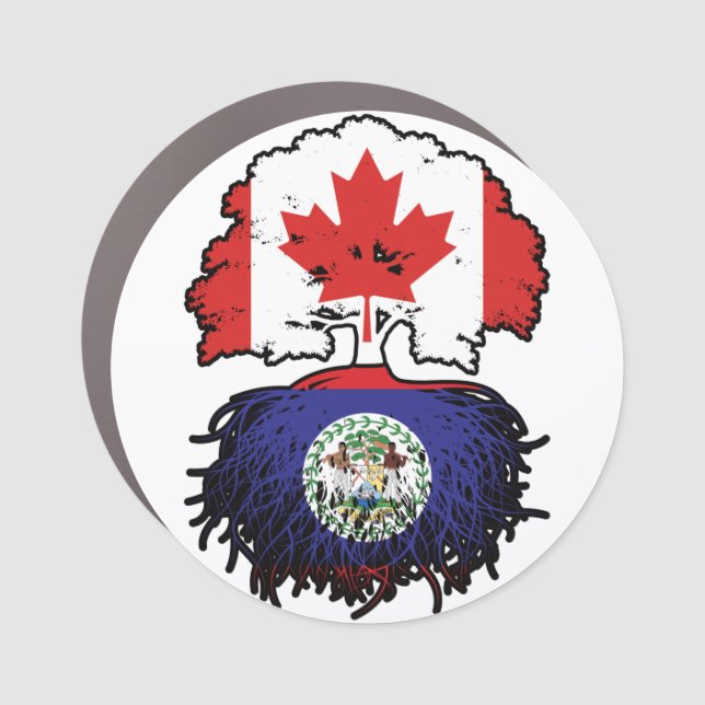 Belize Belizean Canadian Canada Tree Roots Flag Car Magnet (Front)
