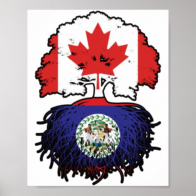 Belize Belizean Canadian Canada Tree Roots Flag Poster (Front)