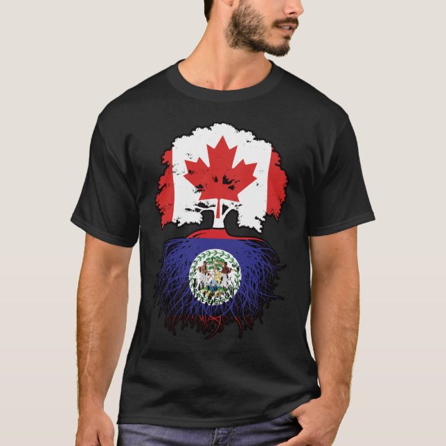 Belize Belizean Canadian Canada Tree Roots Flag T-Shirt (Front)
