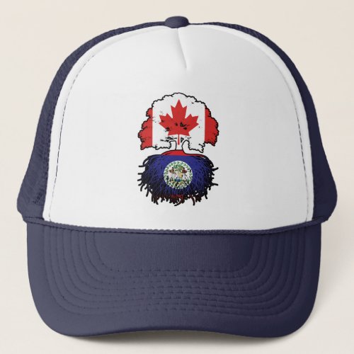 Belize Belizean Canadian Canada Tree Roots Flag Trucker Hat