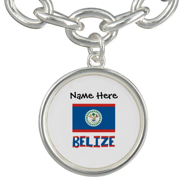 Belize Belizean Flag Personalized  Bracelet (Design)