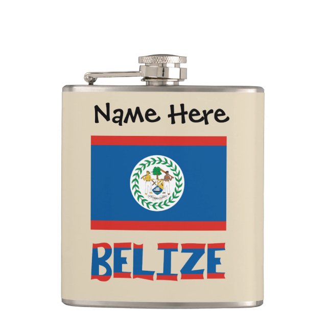 Belize Belizean Flag Personalized  Flask (Front)