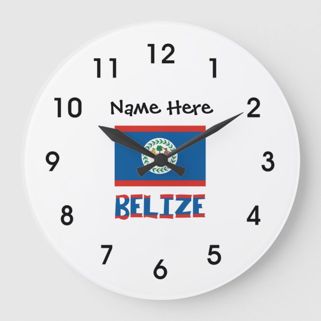 Belize Belizean Flag Personalized  Large Clock (Front)