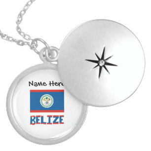 Belize Belizean Flag Personalized Sterling Silver Necklace