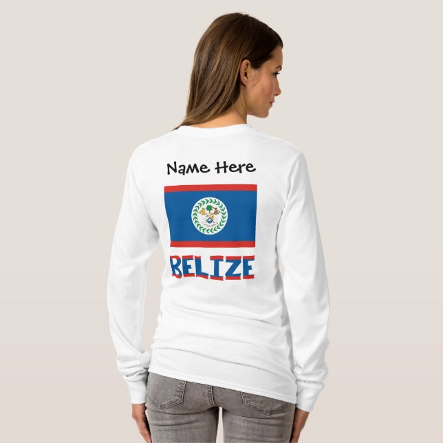 Belize Belizean Flag Personalized  T-Shirt (Back Full)