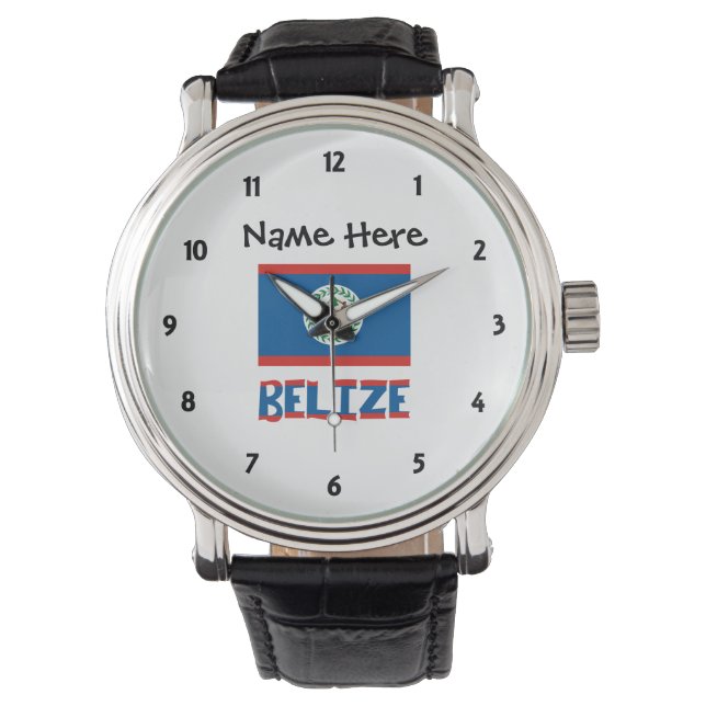 Belize Belizean Flag Personalized  Watch (Front)