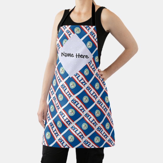 Belize Belizean Flag Tiled Personalized  Apron (Insitu)