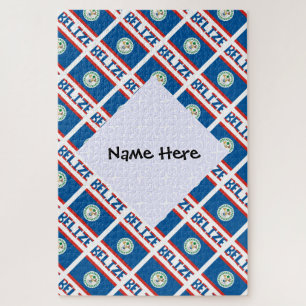 Belize Belizean Flag Tiled Personalized Jigsaw Puzzle