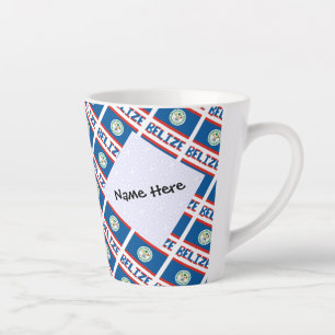 Belize Belizean Flag Tiled Personalized Latte Mug