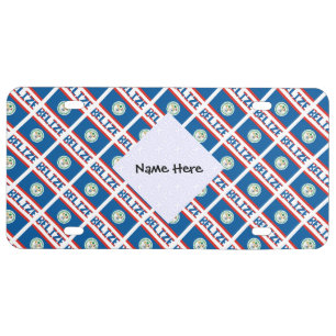 Belize Belizean Flag Tiled Personalized License Plate