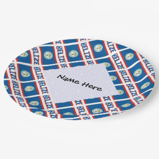 Belize Belizean Flag Tiled Personalized Paper Plates