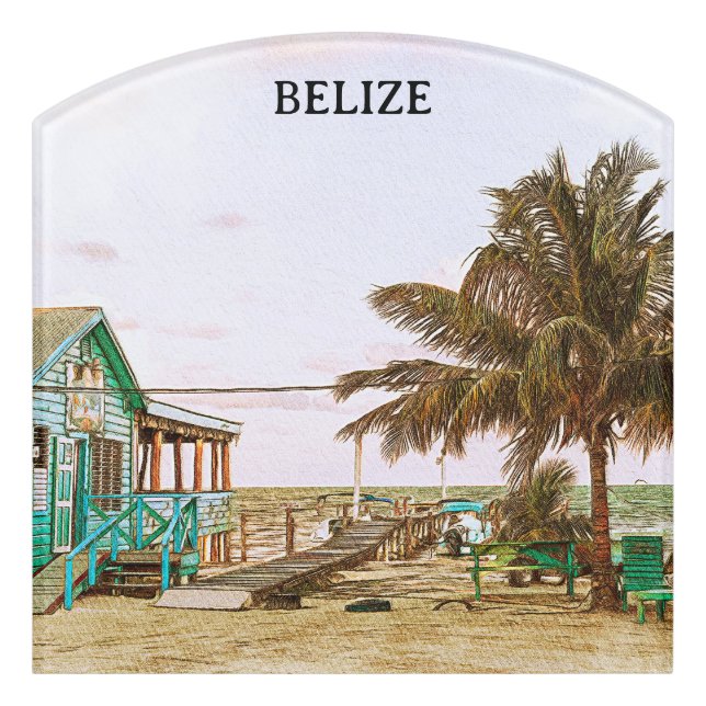 Belize Caribbean Beach Scenery Door Sign (Contour Front)
