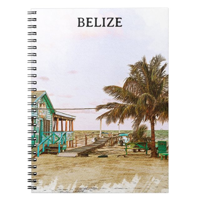 Belize Caribbean Beach Scenery Notebook (Front)