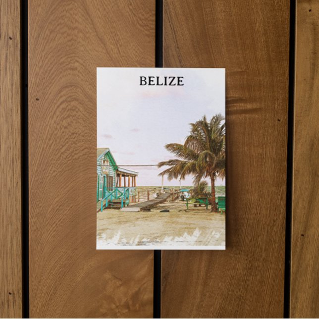 Belize Caribbean Beach Scenery Postcard (belize tropical beach postcard)