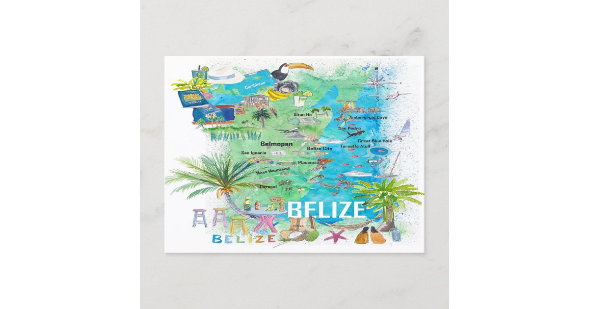 Aruba Bonaire Curacao Illustrated Travel Map with Roads Kids Zip