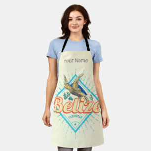 Belize Caribbean Retro Turtle Vintage Souvenir Apron