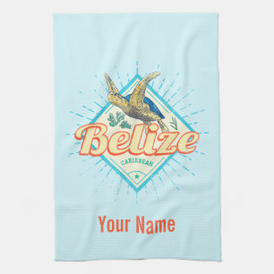 Belize Caribbean Retro Turtle Vintage Souvenir Kitchen Towel