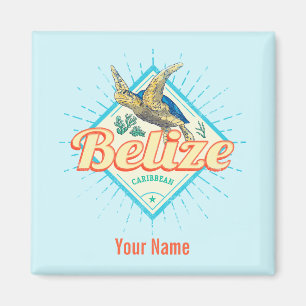 Belize Caribbean Retro Turtle Vintage Souvenir Magnet
