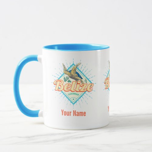 Belize Caribbean Retro Turtle Vintage Souvenir Mug