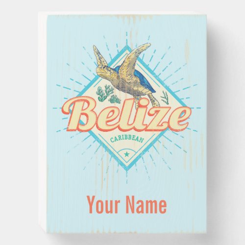 Belize Caribbean Retro Turtle Vintage Souvenir Wooden Box Sign