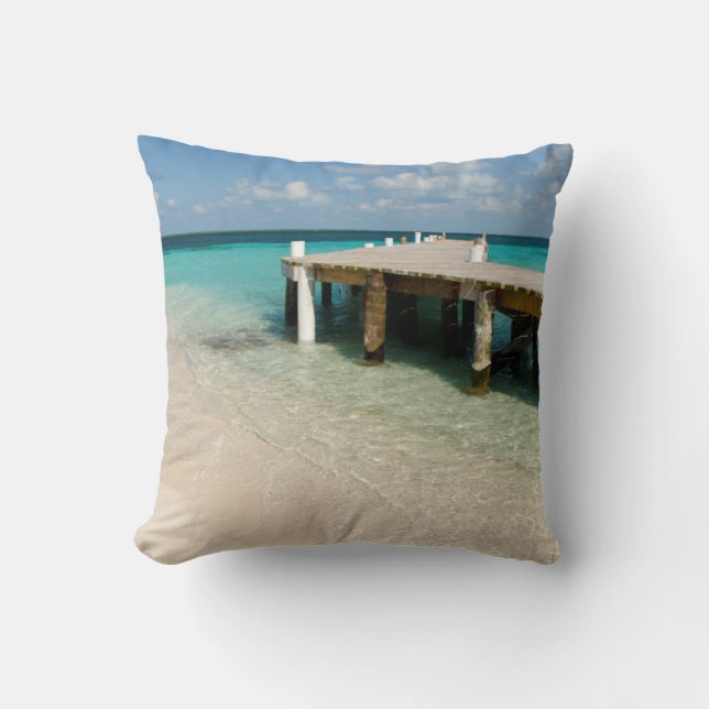 Belize, Caribbean Sea, Goff Caye. A Small Island Throw Pillow (Front)