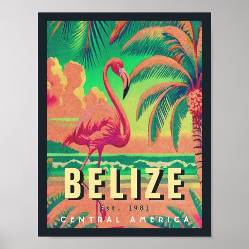Belize Central America Vintage Tropical 1950s Poster