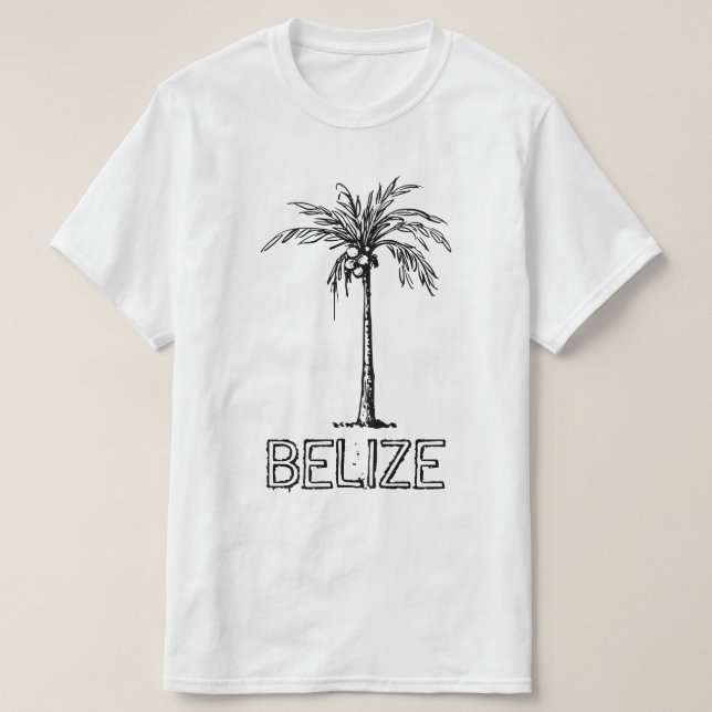 Belize coconut tree black & white design T-Shirt (Design Front)