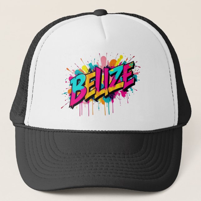Belize colorful graffiti style clothing outfit cap (Front)