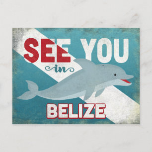 Belize Dolphin - Retro Vintage Travel Postcard