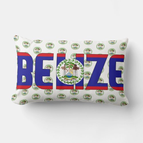 Belize Flag and Coat of Arms Patriotic Lumbar Pillow