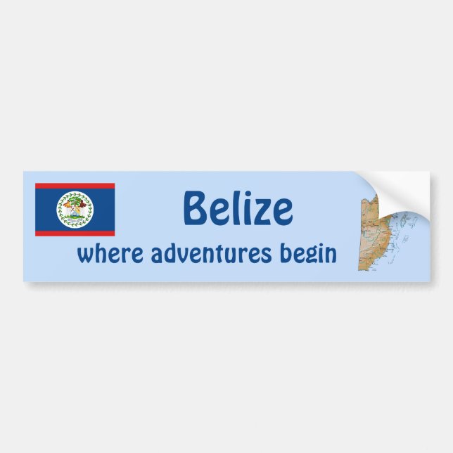Belize Flag and Map Bumper Sticker (Front)