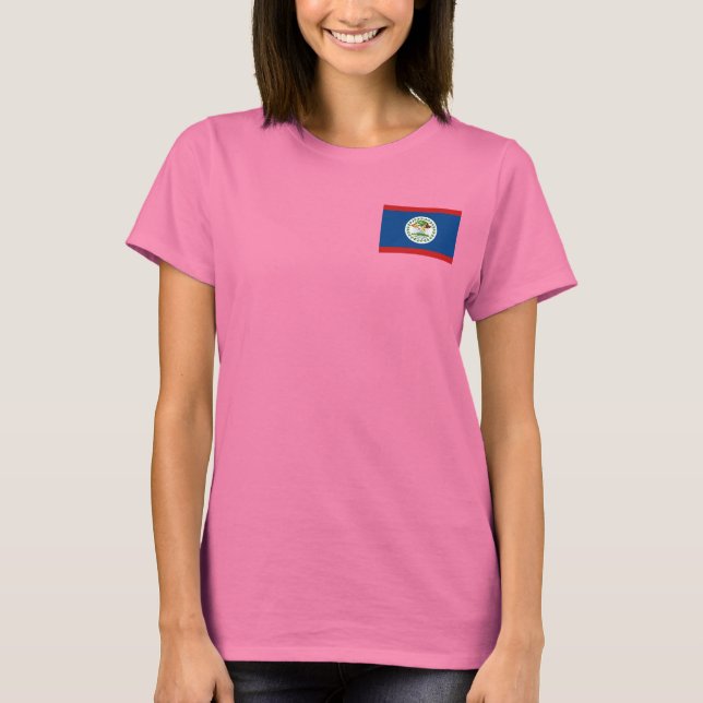 Belize Flag and Map dk T-Shirt (Front)