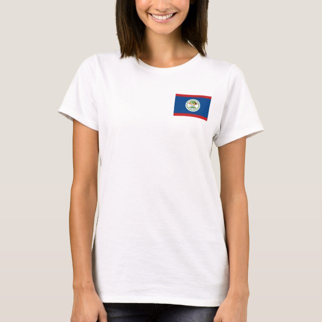Belize Flag and Map dk T-Shirt (Front)
