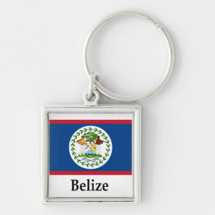 Belize Flag And Name Keychain