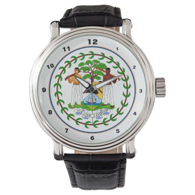 Belize Flag & Belize trendy fashion /design watch (Front)