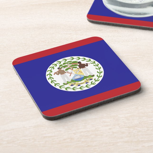 Belize flag beverage coaster (Left Side)