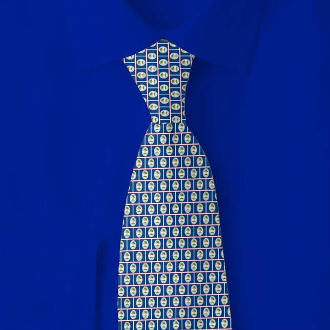 Belize Flag Brick Pattern Neck Tie (Creator Uploaded)
