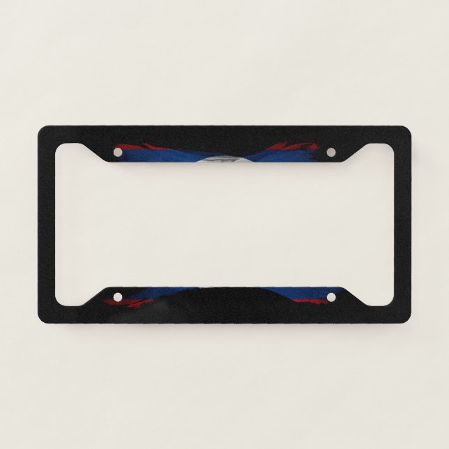 Belize flag brush stroke, national flag license plate frame (Front)