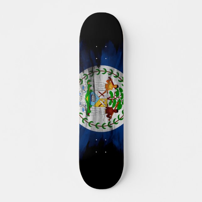 Belize flag brush stroke, national flag skateboard (Front)