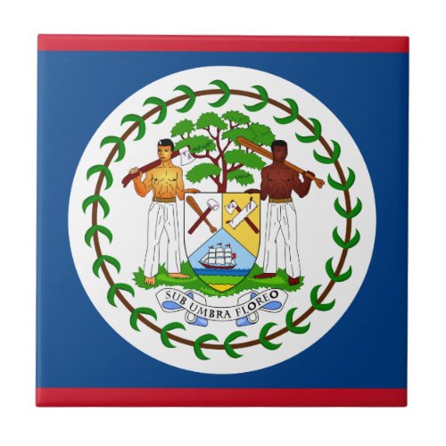 Belize Flag Ceramic Tile