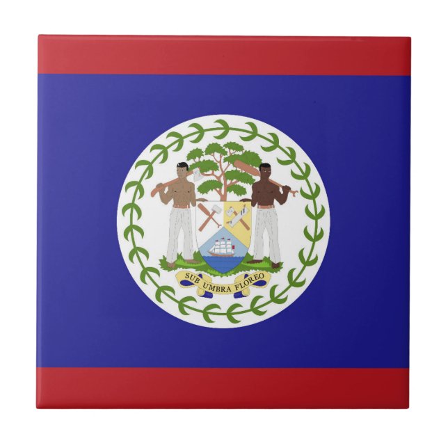 Belize flag ceramic tile (Front)