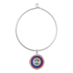 Belize Flag Coat of Arms Bangle Bracelet