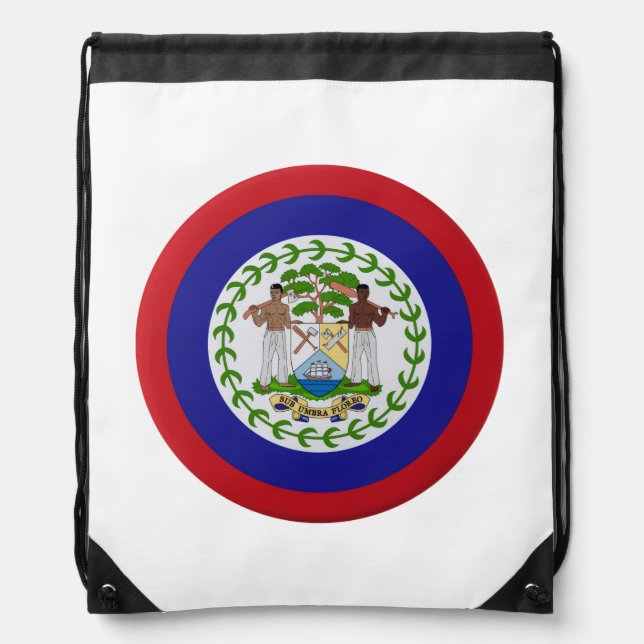 Belize Flag Coat of Arms Drawstring Bag (Front)
