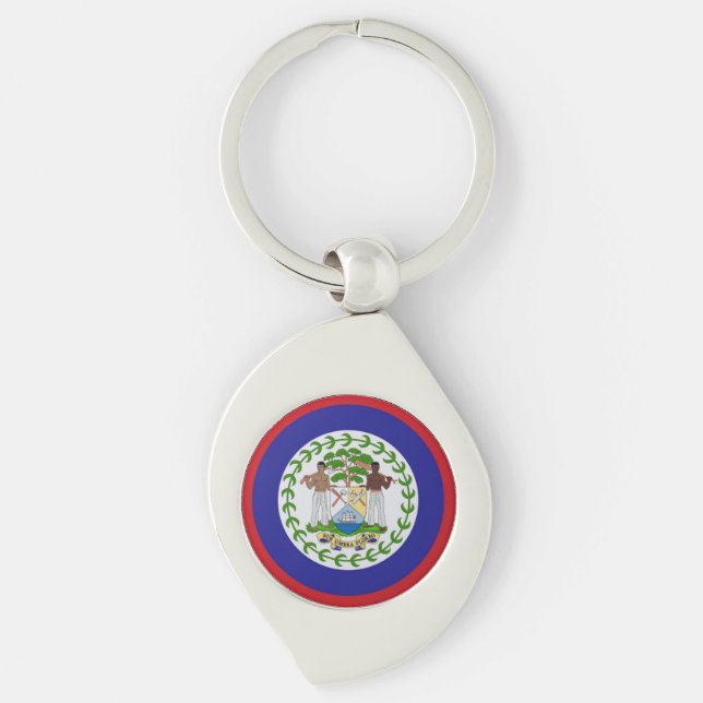 Belize Flag Coat of Arms Keychain (Front)
