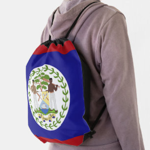 Belize flag drawstring bag